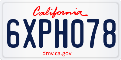 CA license plate 6XPH078