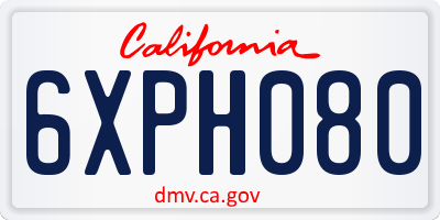 CA license plate 6XPH080