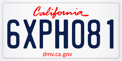 CA license plate 6XPH081