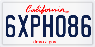 CA license plate 6XPH086