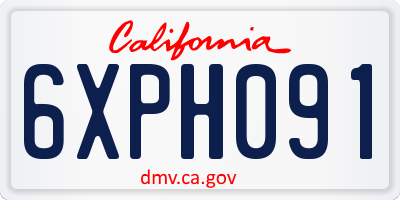 CA license plate 6XPH091