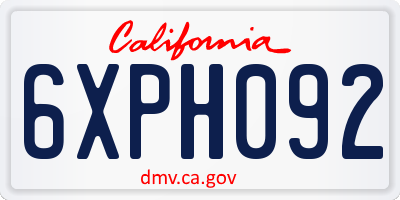 CA license plate 6XPH092
