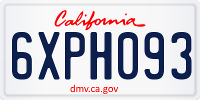 CA license plate 6XPH093