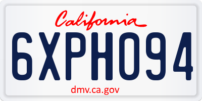 CA license plate 6XPH094