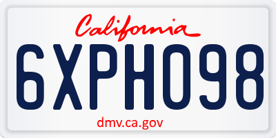 CA license plate 6XPH098