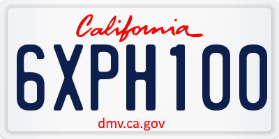 CA license plate 6XPH100