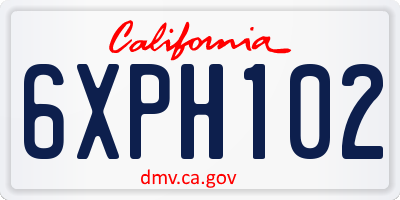 CA license plate 6XPH102