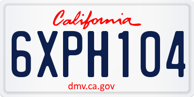 CA license plate 6XPH104