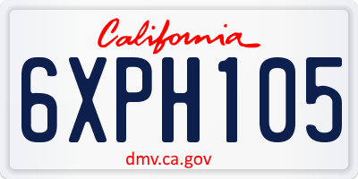 CA license plate 6XPH105