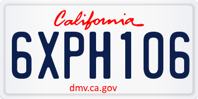 CA license plate 6XPH106