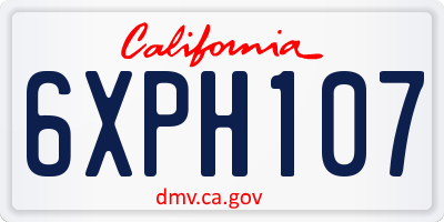 CA license plate 6XPH107