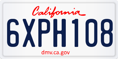 CA license plate 6XPH108