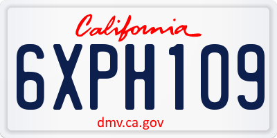 CA license plate 6XPH109
