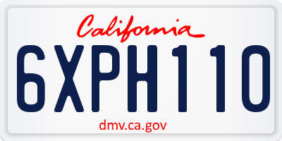 CA license plate 6XPH110
