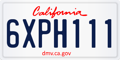 CA license plate 6XPH111