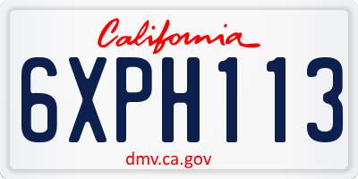 CA license plate 6XPH113