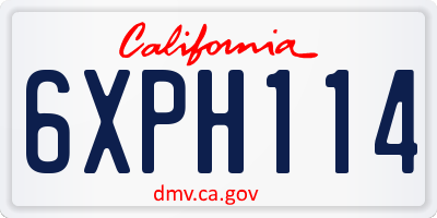 CA license plate 6XPH114