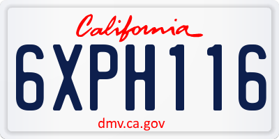 CA license plate 6XPH116
