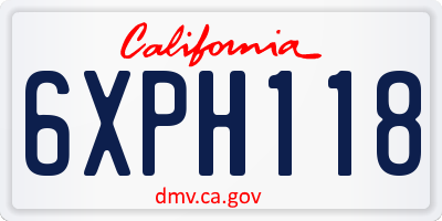 CA license plate 6XPH118