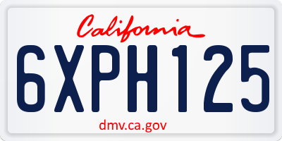CA license plate 6XPH125