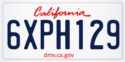 CA license plate 6XPH129