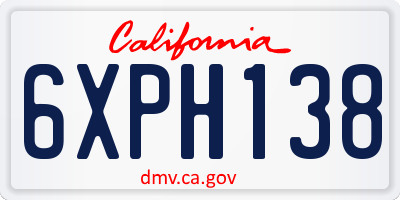 CA license plate 6XPH138