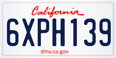 CA license plate 6XPH139