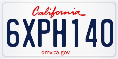 CA license plate 6XPH140