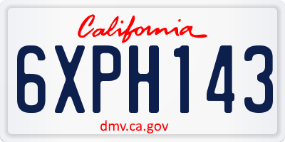 CA license plate 6XPH143
