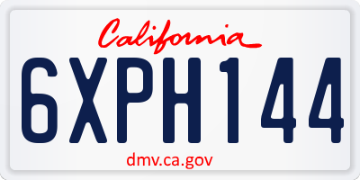 CA license plate 6XPH144