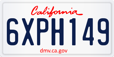 CA license plate 6XPH149