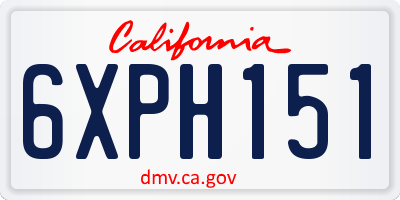 CA license plate 6XPH151