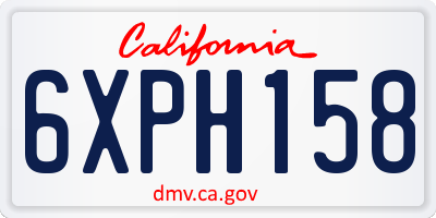 CA license plate 6XPH158