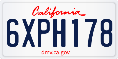 CA license plate 6XPH178