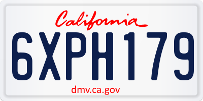 CA license plate 6XPH179