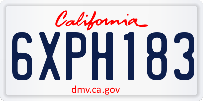 CA license plate 6XPH183
