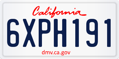 CA license plate 6XPH191