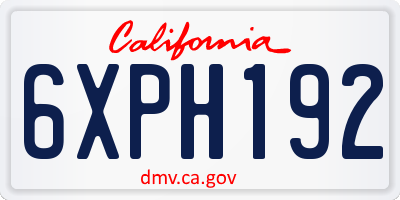 CA license plate 6XPH192