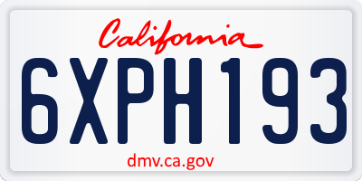 CA license plate 6XPH193