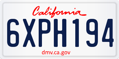 CA license plate 6XPH194
