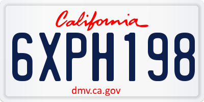 CA license plate 6XPH198