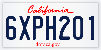 CA license plate 6XPH201
