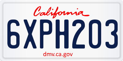 CA license plate 6XPH203