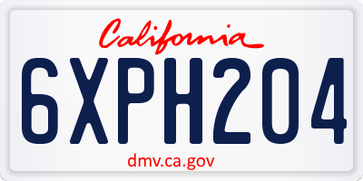 CA license plate 6XPH204