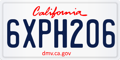 CA license plate 6XPH206