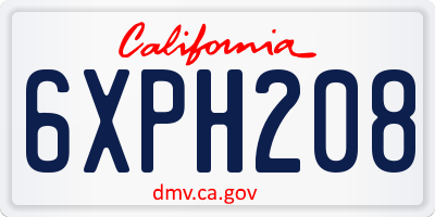 CA license plate 6XPH208