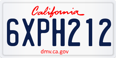 CA license plate 6XPH212