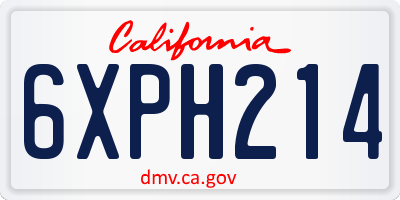 CA license plate 6XPH214
