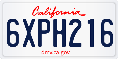 CA license plate 6XPH216