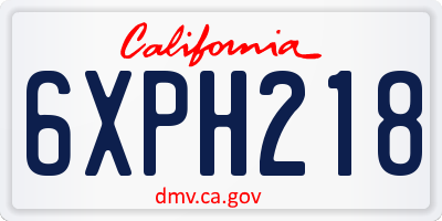 CA license plate 6XPH218